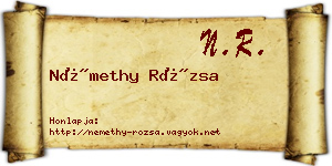 Némethy Rózsa névjegykártya